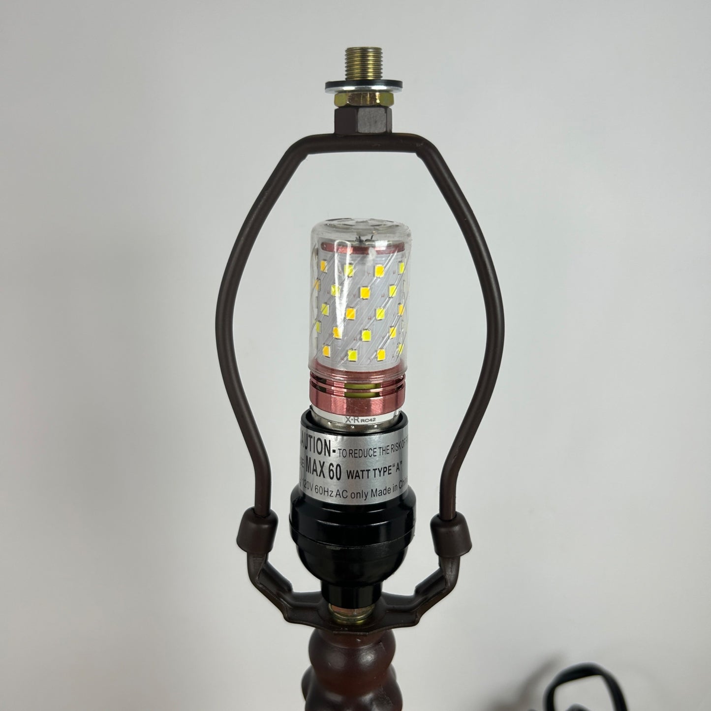 Tiffany Style Stained Glass Sunflower Table Lamp With Bronze Base & LED Bulb