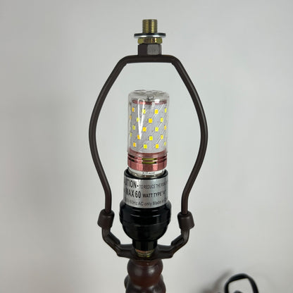 Tiffany Style Stained Glass Sunflower Table Lamp With Bronze Base & LED Bulb