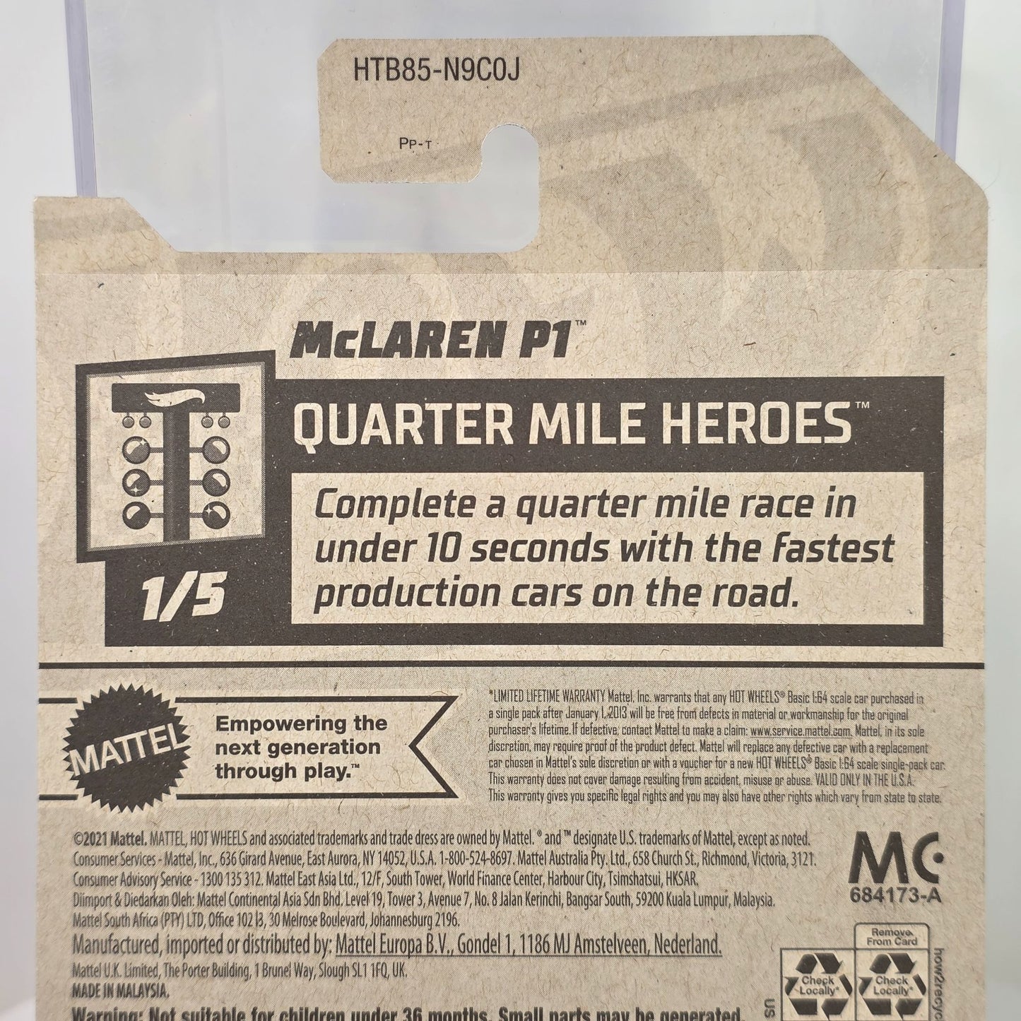 Hot Wheels McLaren P1 Blue Die-Cast Car