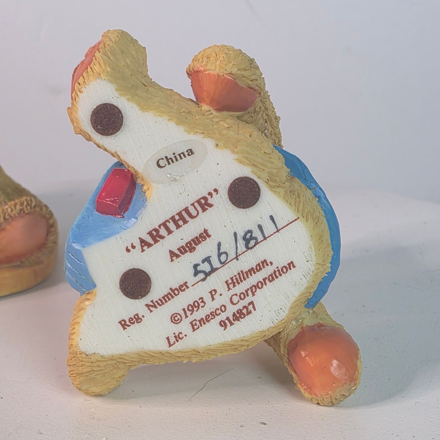 Vintage Cherished Teddies Figurines "Joshua Love Repairs All" & "Arthur August" Collectible Bears