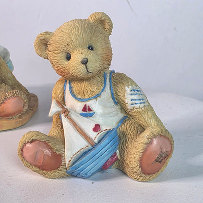 Vintage Cherished Teddies Figurines "Joshua Love Repairs All" & "Arthur August" Collectible Bears