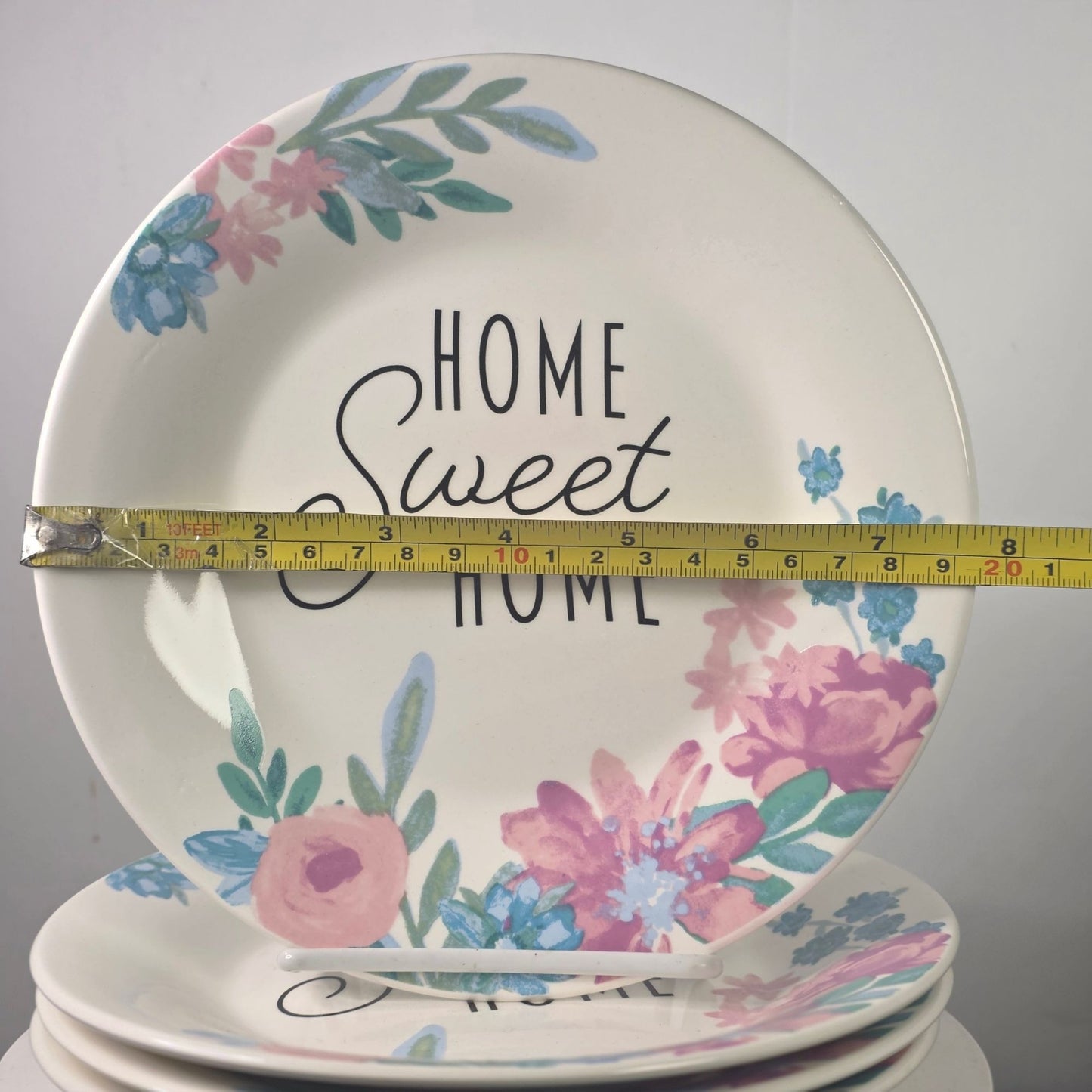 Set 4 Royal Norfolk Home Sweet Home 8" Plates Floral Stoneware Spring New