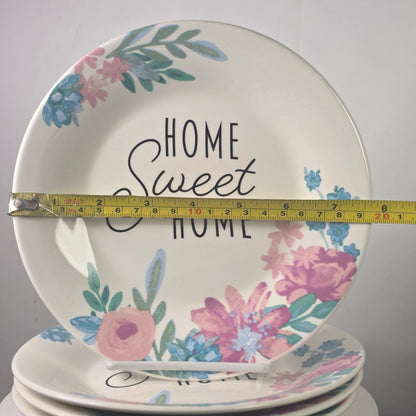 Set 4 Royal Norfolk Home Sweet Home 8" Plates Floral Stoneware Spring New