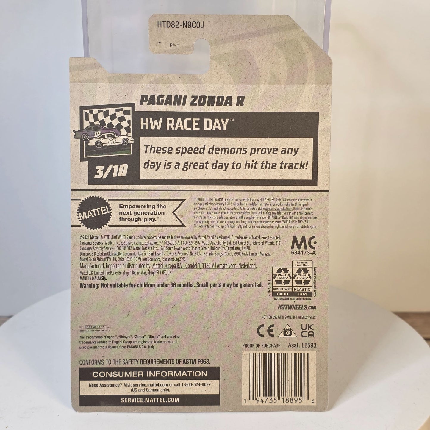 Hot Wheels Pagani Zonda R HW Race Day Diecast Model Yellow