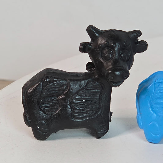 Vintage 1960s Diener Itty Bitty Animal Collection Pencil Top Cow Erasers 4 Colors Rubber