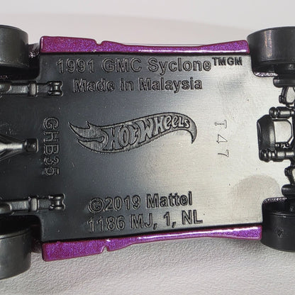 Hot Wheels 1991 GMC Cyclone Purple & White Die-Cast Truck 1:64 Scale