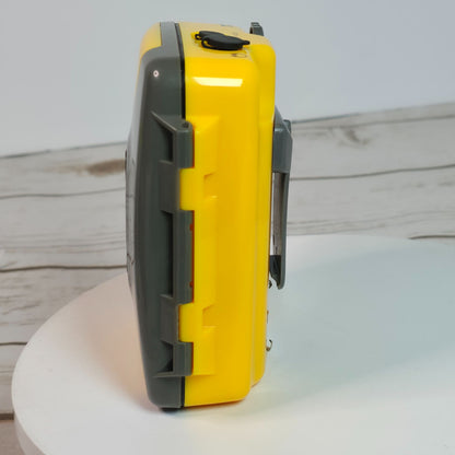 Sports By GPX Cassette Personal Stereo Walkman Style Yellow/Gray Lightweight Portable Music Player With Belt Clip