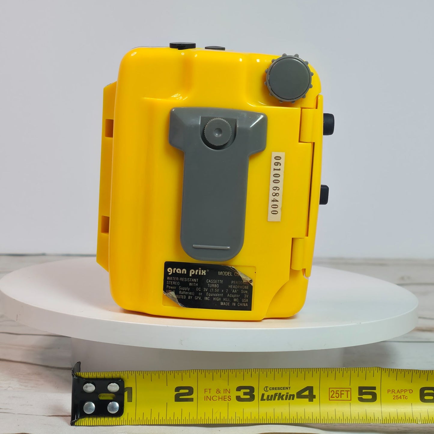 Sports By GPX Cassette Personal Stereo Walkman Style Yellow/Gray Lightweight Portable Music Player With Belt Clip