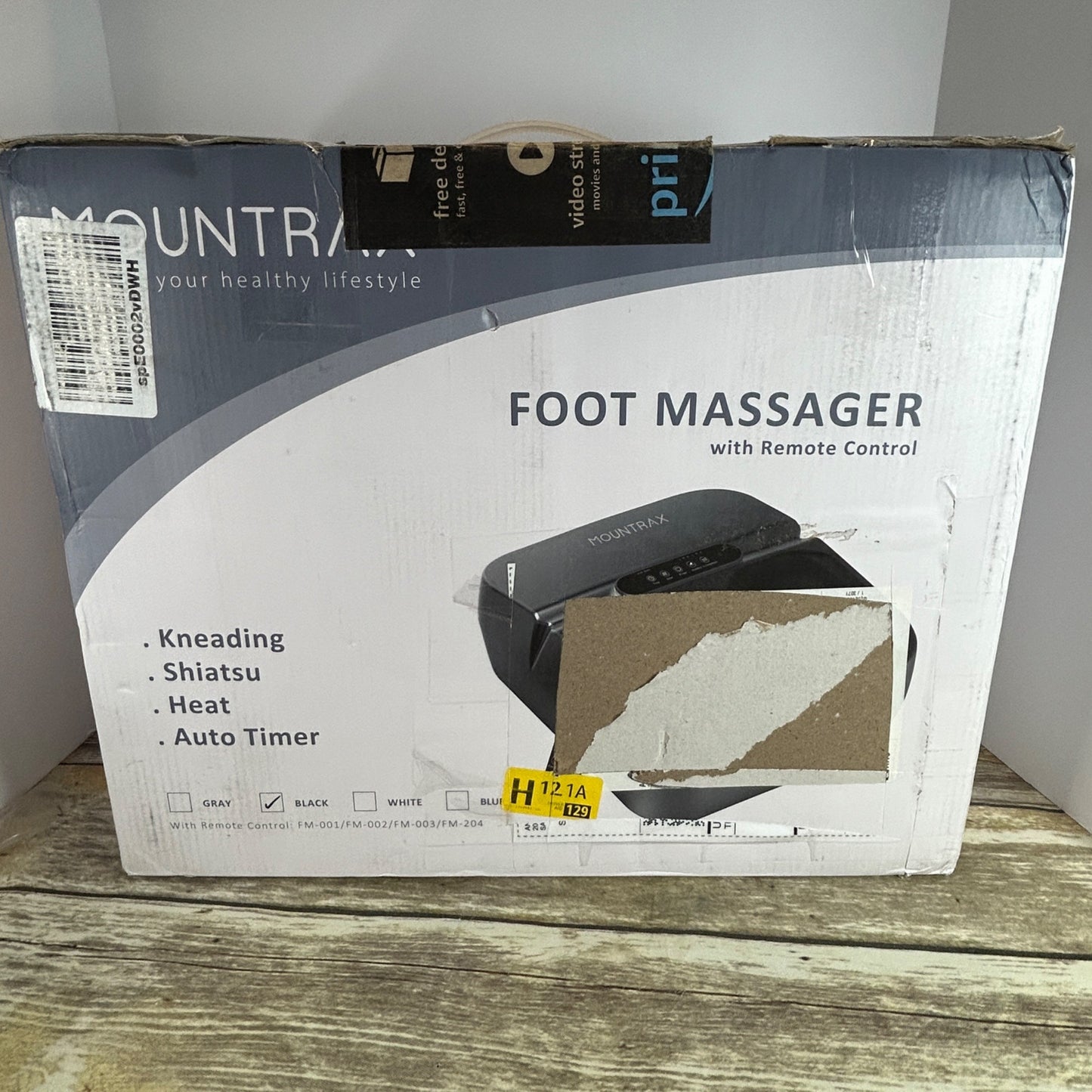 Mountrax Foot Massager W/ Remote Control - Kneading Shiatsu Heat & Timer - Black - Fits Up To Size 12 Feet