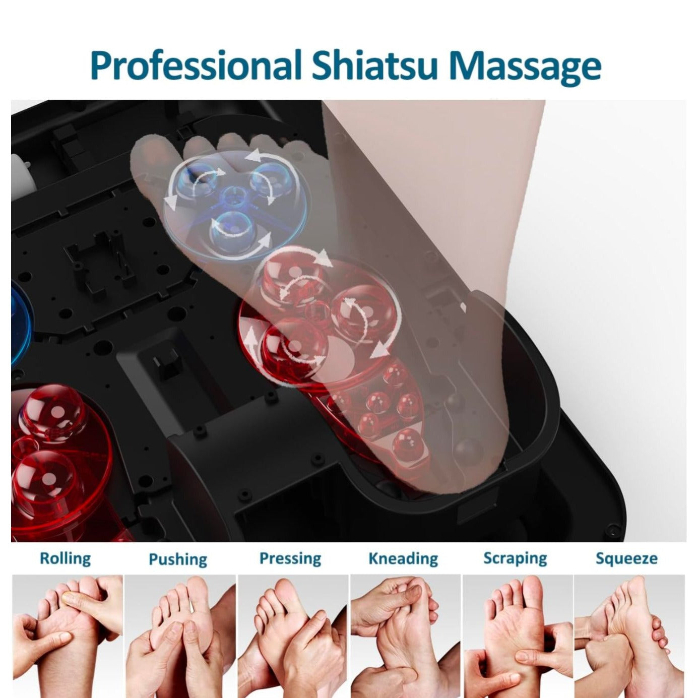 Mountrax Foot Massager W/ Remote Control - Kneading Shiatsu Heat & Timer - Black - Fits Up To Size 12 Feet