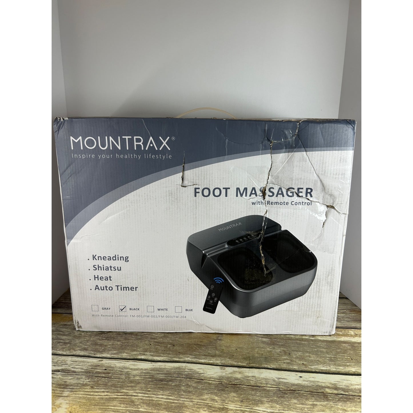 Mountrax Foot Massager W/ Remote Control - Kneading Shiatsu Heat & Timer - Black - Fits Up To Size 12 Feet