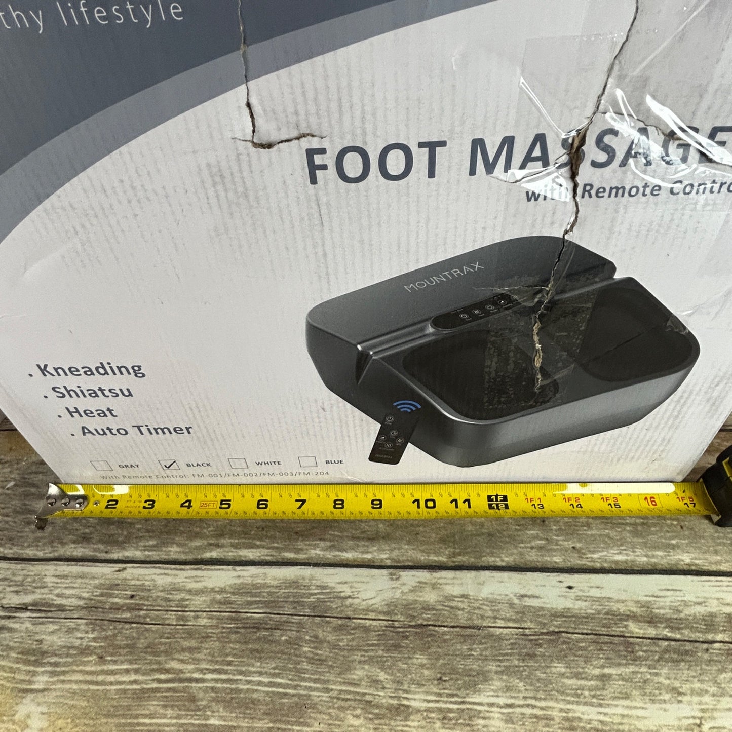 Mountrax Foot Massager W/ Remote Control - Kneading Shiatsu Heat & Timer - Black - Fits Up To Size 12 Feet