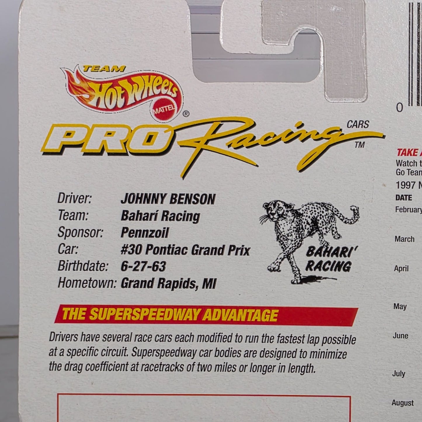 Hot Wheels Pro Racing Pennzoil Johnny Benson 1997 Die-Cast Car