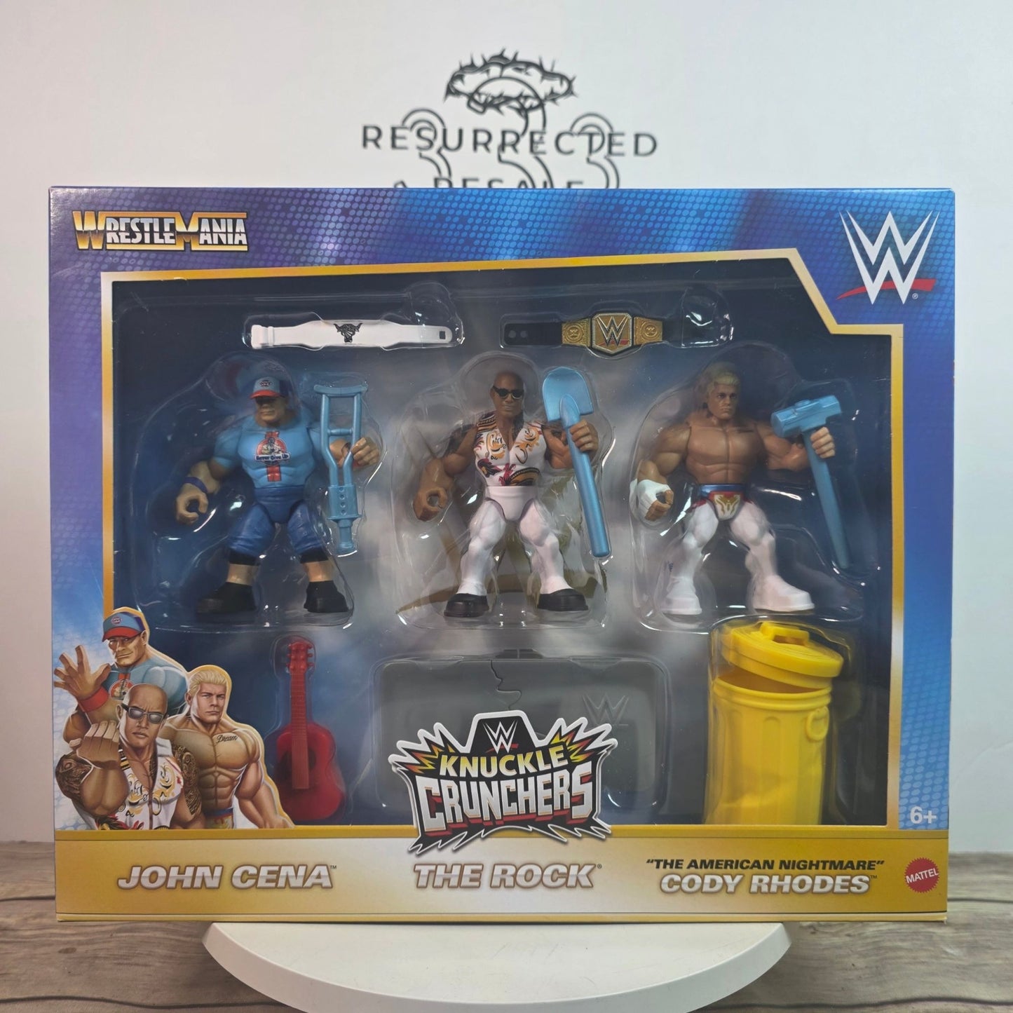 Walmart EXCLUSIVE! WWE Knuckle Crunchers 3-Pack John Cena The Rock Cody Rhodes NIB