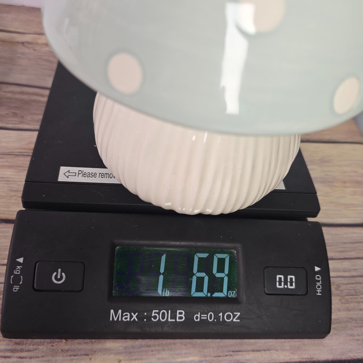 Ceramic Mushroom-Shaped Canister 6.5" Green & White