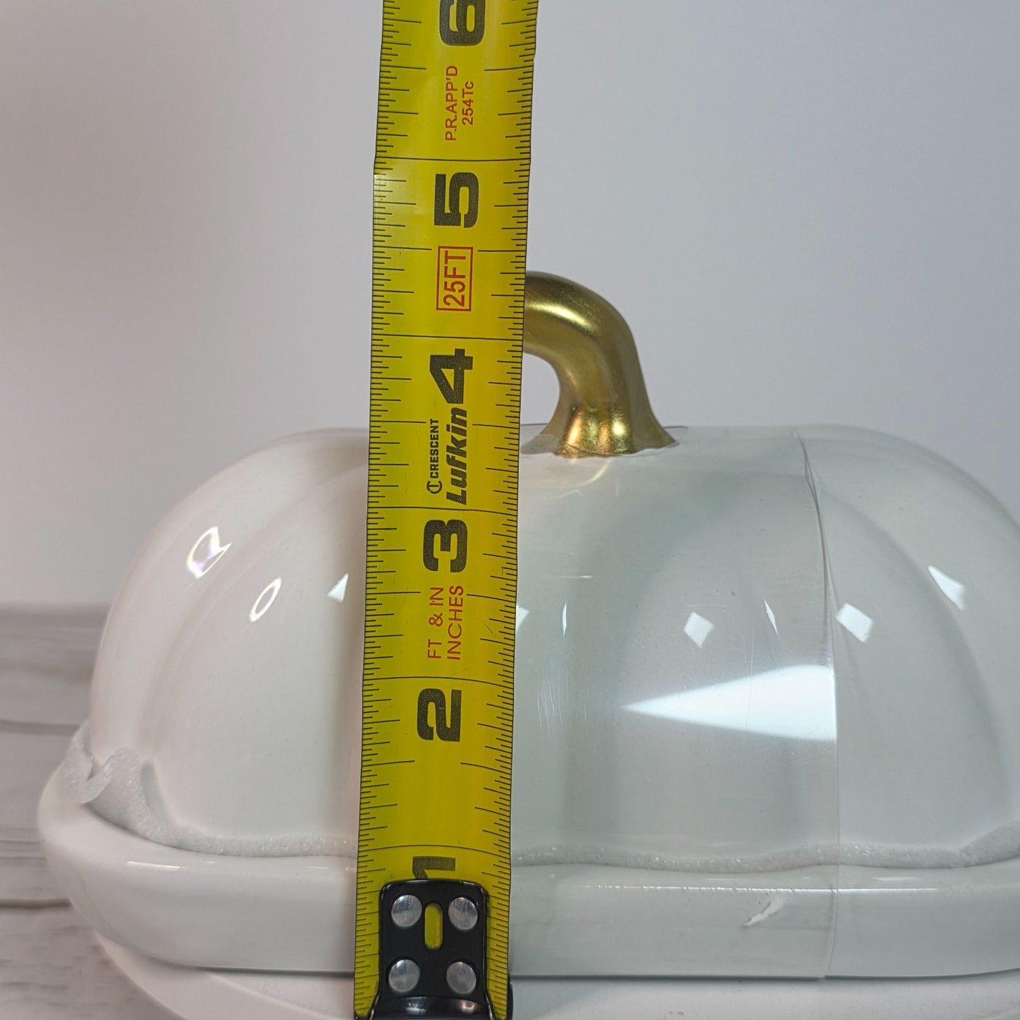 Pumpkin Shaped Ceramic Butter Dish With Gold Stem Accent