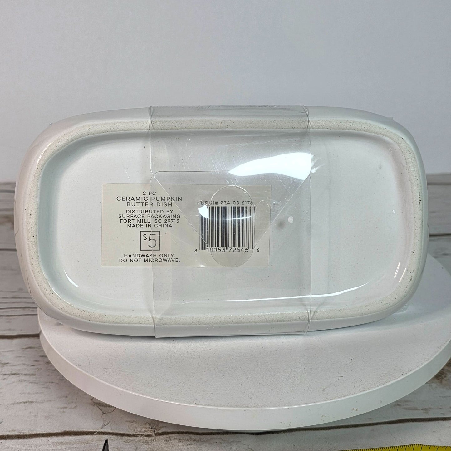 Pumpkin Shaped Ceramic Butter Dish With Gold Stem Accent