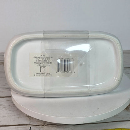 Pumpkin Shaped Ceramic Butter Dish With Gold Stem Accent