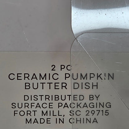 Pumpkin Shaped Ceramic Butter Dish With Gold Stem Accent