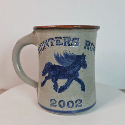 Hunters Run 2002 Blue Horse Stoneware Mug By Dan Harvey