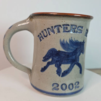 Hunters Run 2002 Blue Horse Stoneware Mug By Dan Harvey
