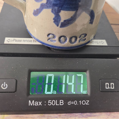 Hunters Run 2002 Blue Horse Stoneware Mug By Dan Harvey