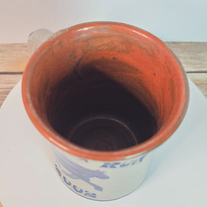 Hunters Run 2002 Blue Horse Stoneware Mug By Dan Harvey