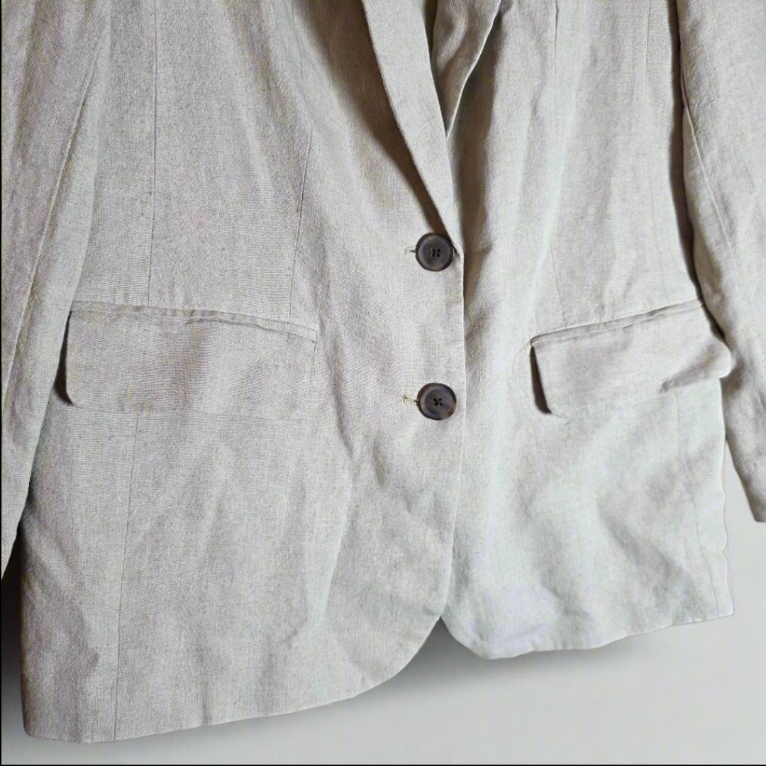 NWT New A New Day Womens Beige Single-Breasted Blazer S Responsible Style Linen Blend