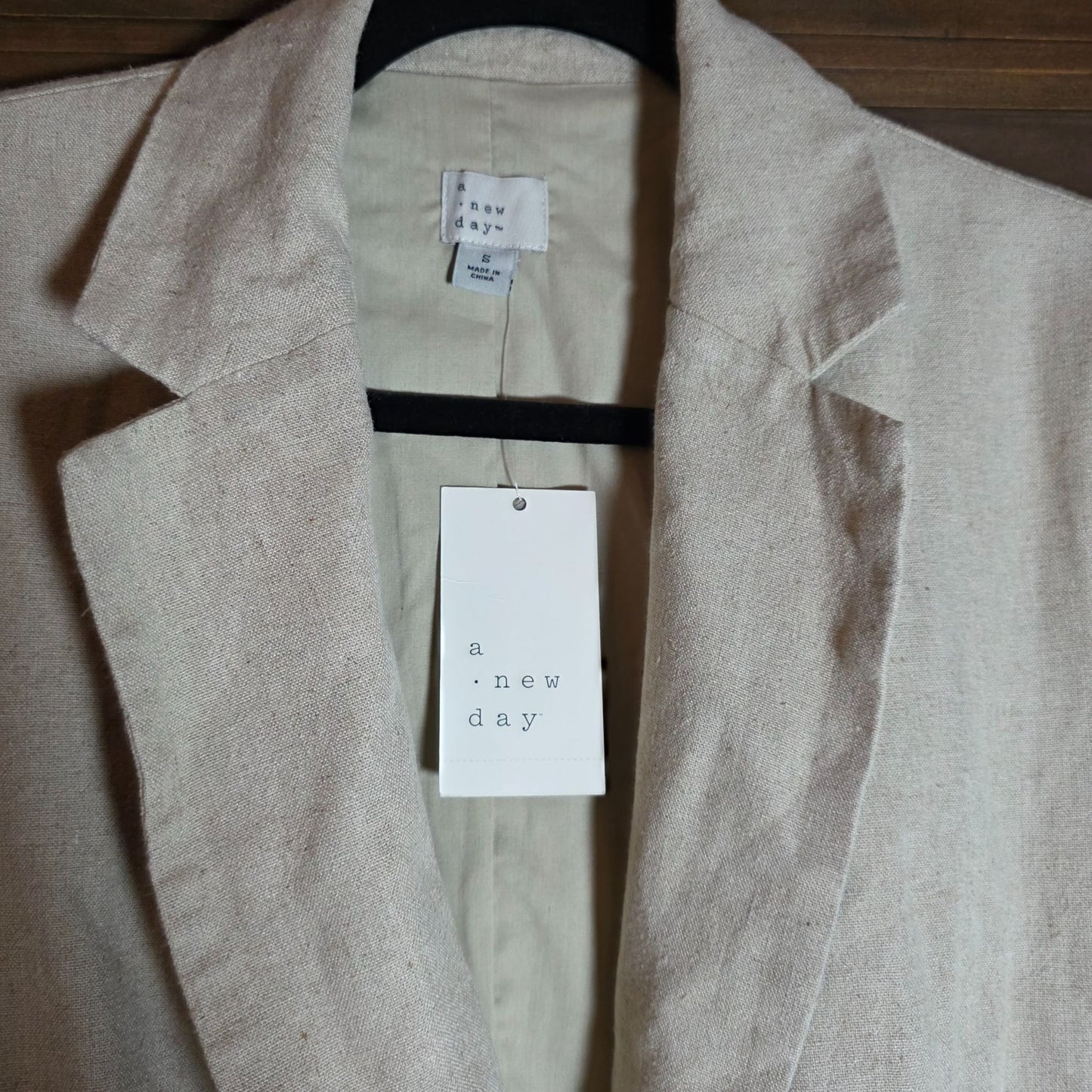 NWT New A New Day Womens Beige Single-Breasted Blazer S Responsible Style Linen Blend