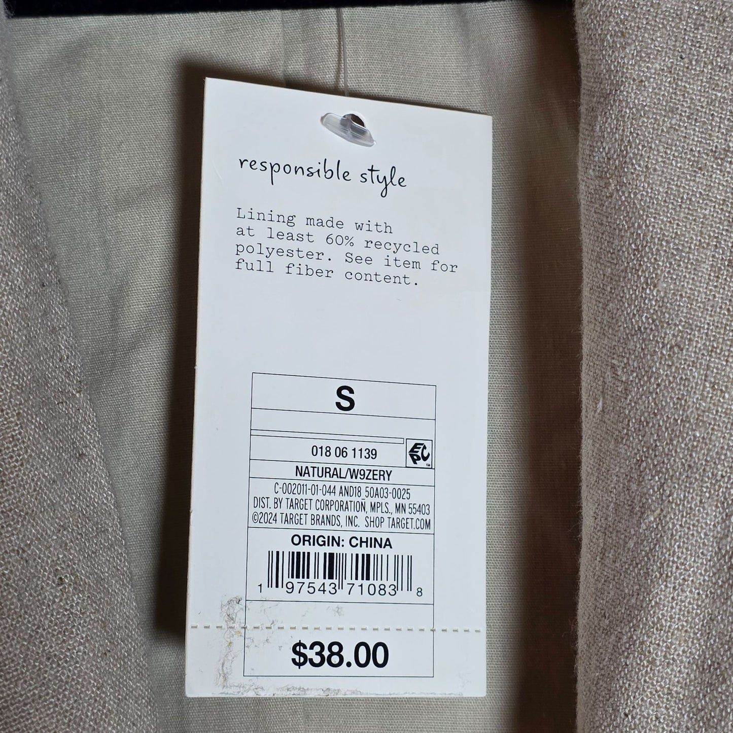 NWT New A New Day Womens Beige Single-Breasted Blazer S Responsible Style Linen Blend