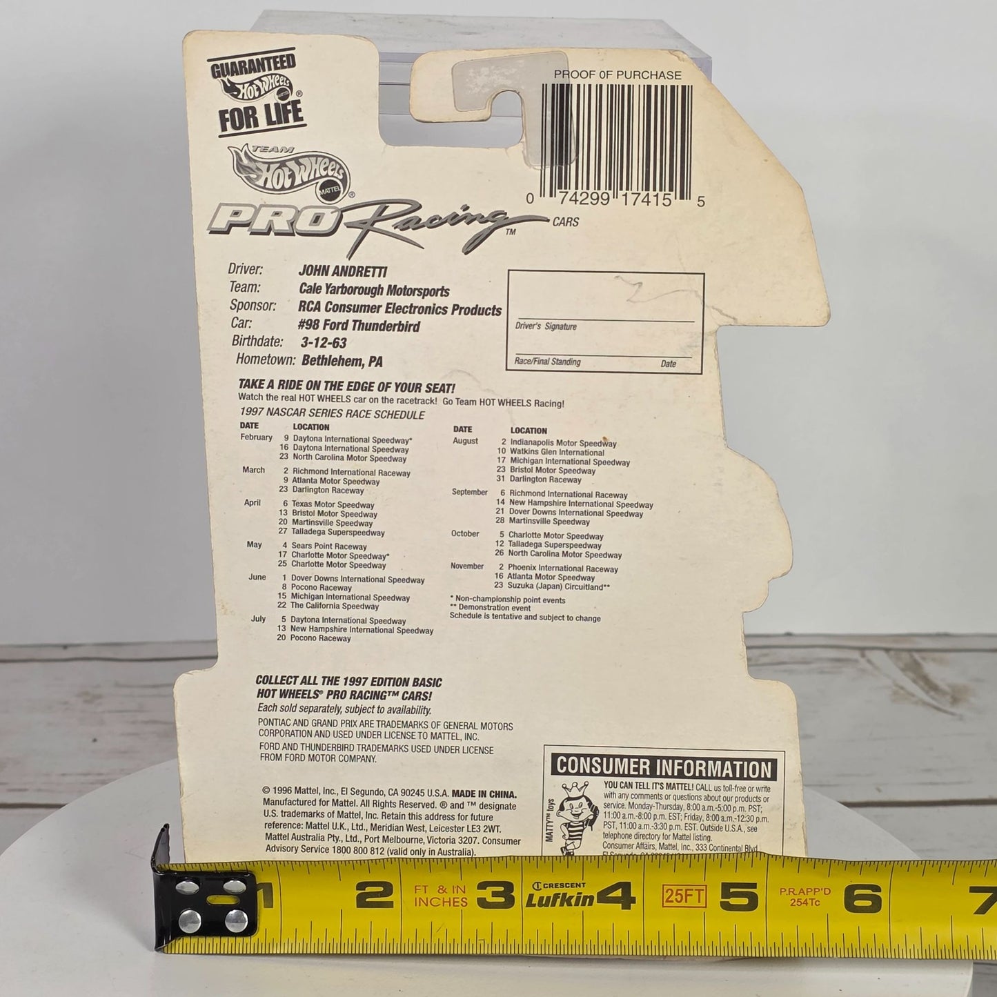 Hot Wheels 1997 John Andretti RCA Pro Racing Die-Cast Car