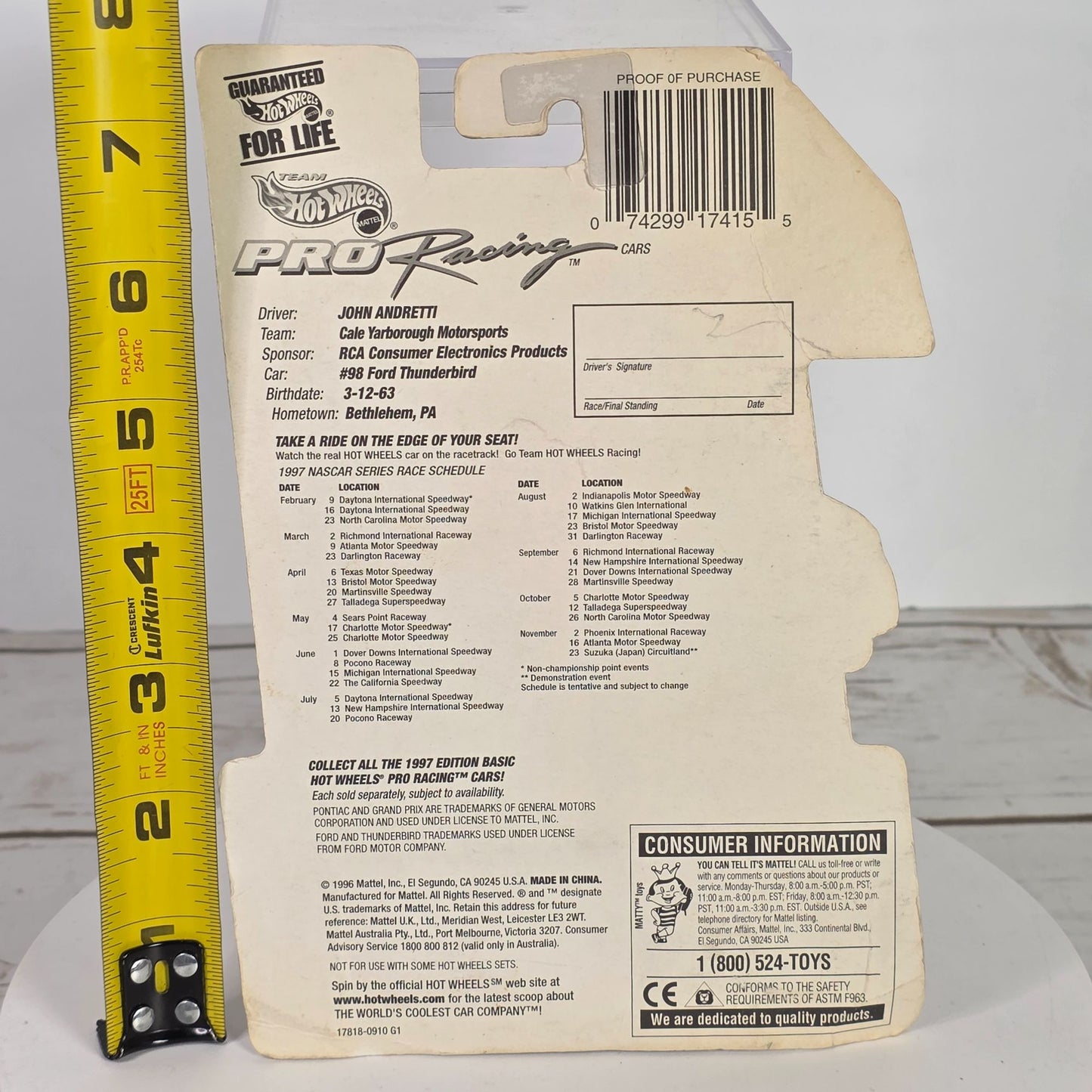 Hot Wheels 1997 John Andretti RCA Pro Racing Die-Cast Car