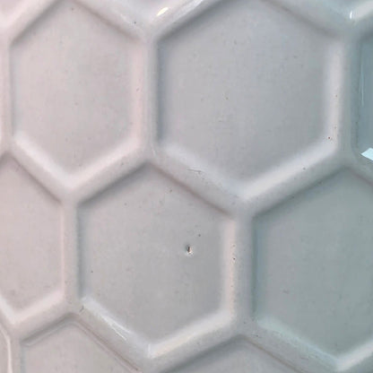 New Honeycomb Textured White Ceramic Storage Jar Canister Covered 8"