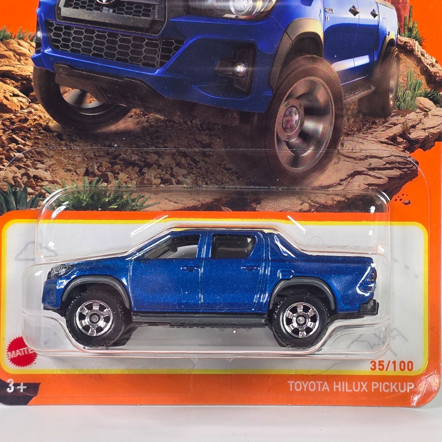 Matchbox Toyota Hilux Pickup Die-Cast Metal Model 35/100 Official Licensed Product 1:64 Scale Blue Collectible Toy Truck
