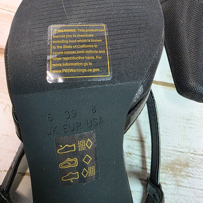 London Rag Black Slingback Mesh Axton Kitten Heels With Patent Trim Womens Shoes Size 5 Elegant Design