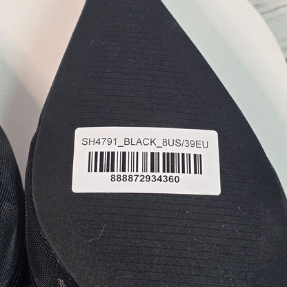 London Rag Black Slingback Mesh Axton Kitten Heels With Patent Trim Womens Shoes Size 5 Elegant Design