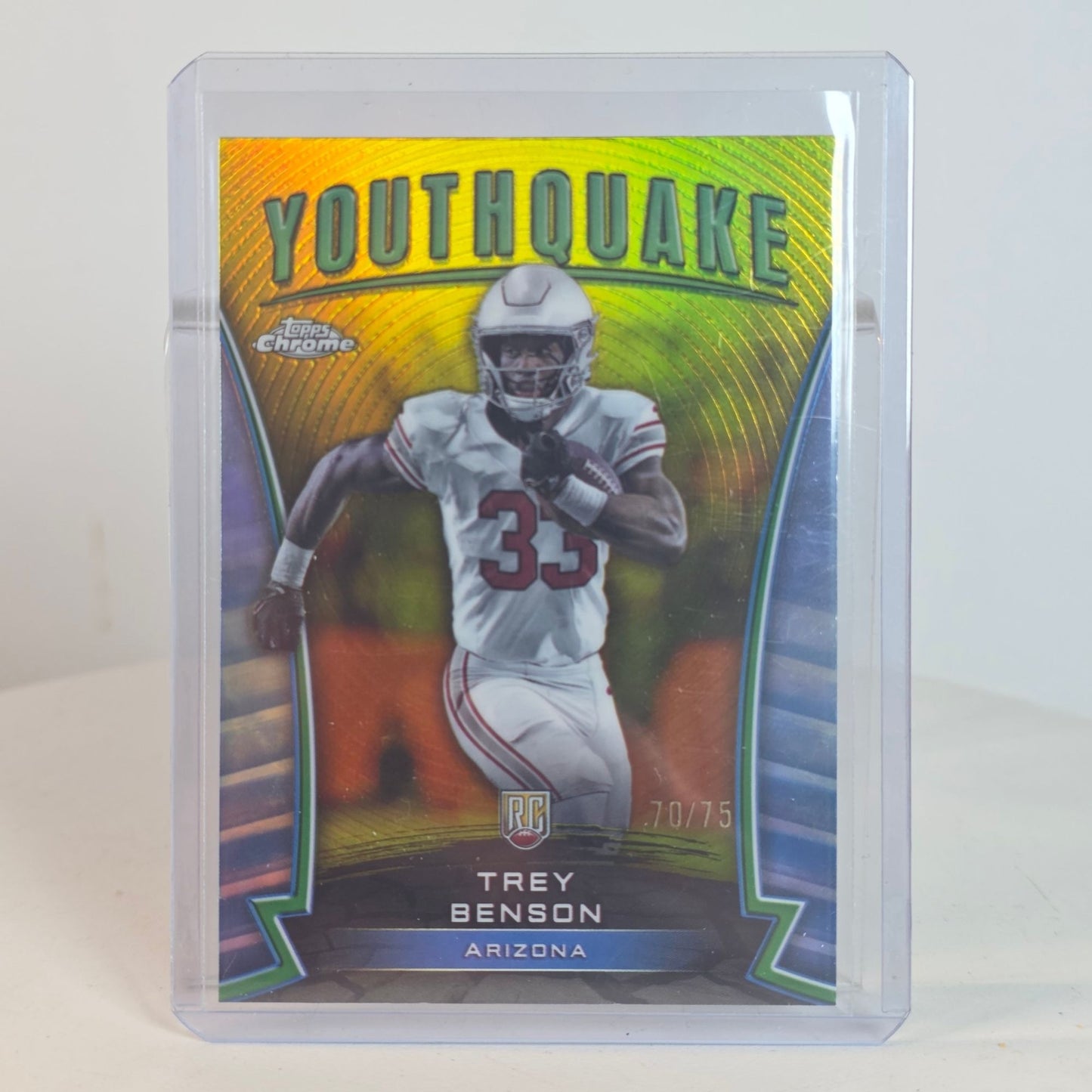 Topps Chrome Youthquake Trey Benson Rookie Card 70/75 Arizona Football NFL Collectible In Protective Sleeve