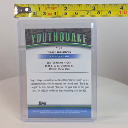 Topps Chrome Youthquake Trey Benson Rookie Card 70/75 Arizona Football NFL Collectible In Protective Sleeve