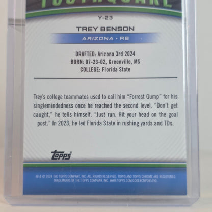 Topps Chrome Youthquake Trey Benson Rookie Card 70/75 Arizona Football NFL Collectible In Protective Sleeve