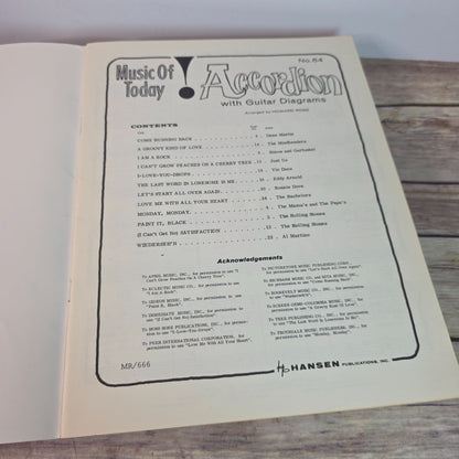 Music Of Today Accordion No.64 With Guitar Diagrams