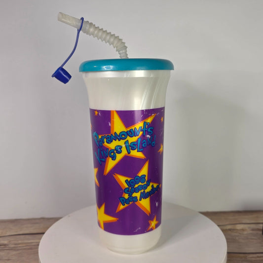 Vintage Paramounts Kings Island 1996 Season Pass Member Souvenir Cup With Lid & Straw