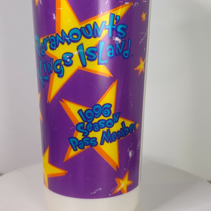 Vintage Paramounts Kings Island 1996 Season Pass Member Souvenir Cup With Lid & Straw