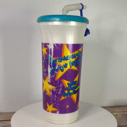 Vintage Paramounts Kings Island 1996 Season Pass Member Souvenir Cup With Lid & Straw