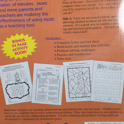 Subtraction Educational CD Set & Activity Book By Twin Sisters Productions