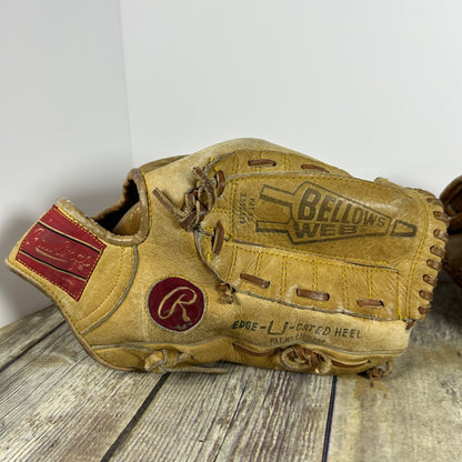 Vtg Rawlings GJ54 Bellows Web Mike Schmidt Leather Baseball Glove Nylon Reinforced Right Handed + 2 Childs Gloves