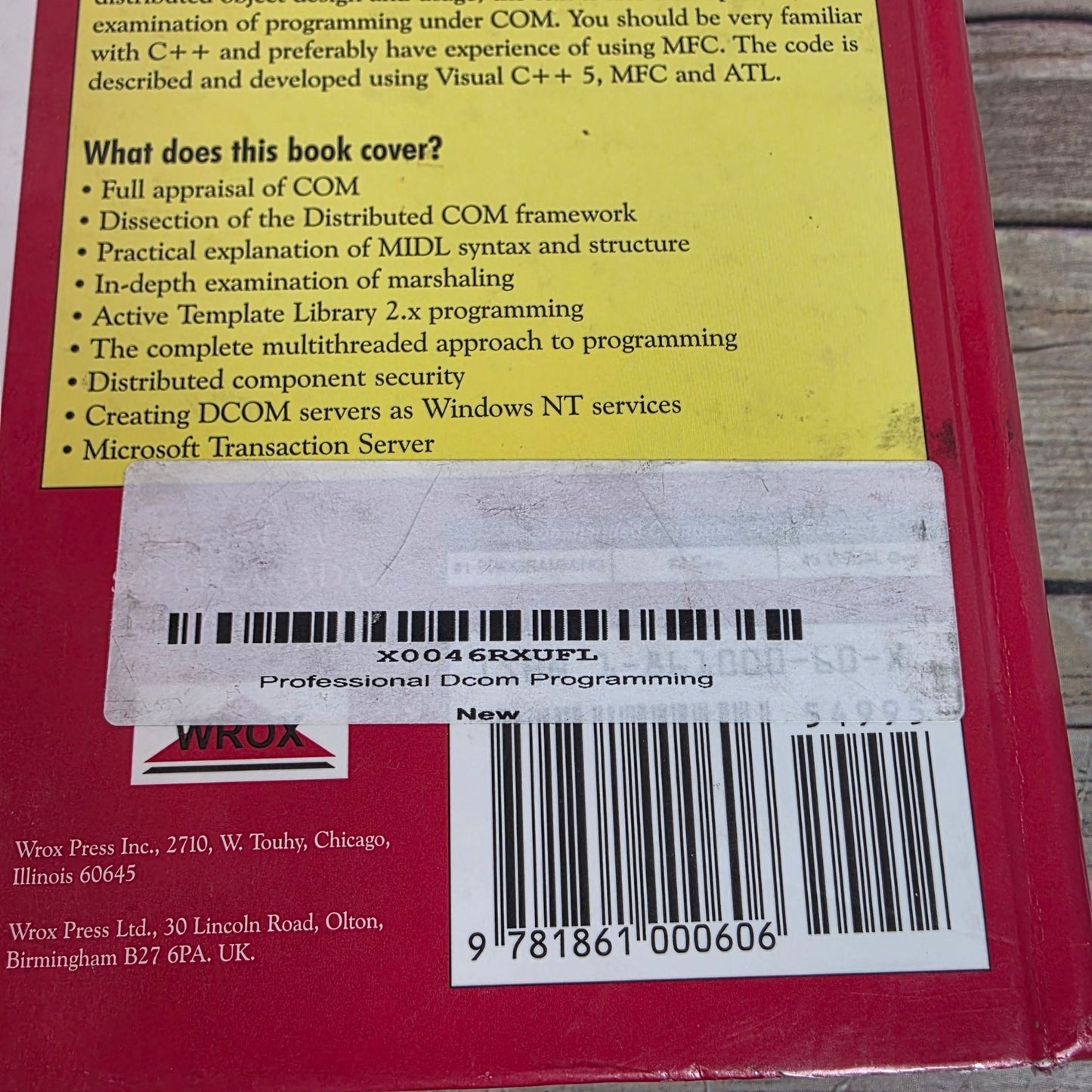 Professional DCOM Programming Dr Richard Grimes Wrox 1997 HC Like New Retro COM DCOM Book