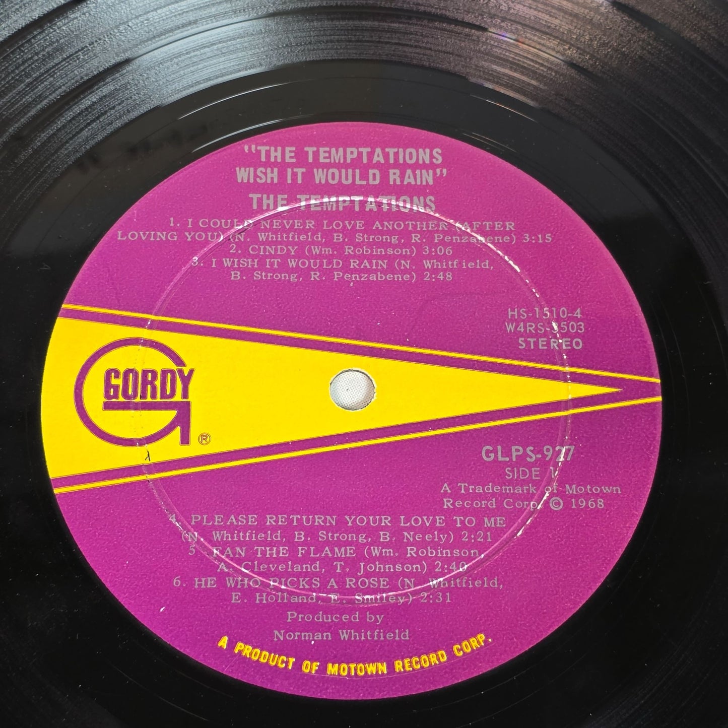 The Temptations Wish It Would Rain Vinyl Record Album Gordy 1968 Stereo GLPS-927