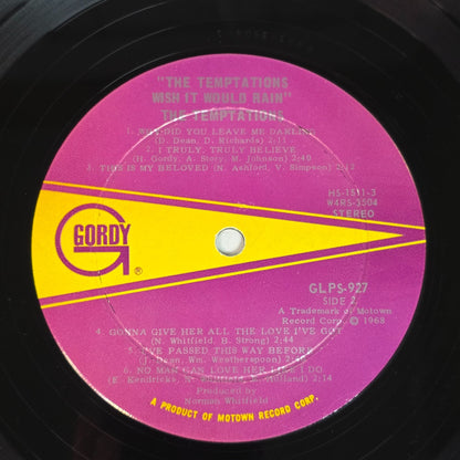 The Temptations Wish It Would Rain Vinyl Record Album Gordy 1968 Stereo GLPS-927