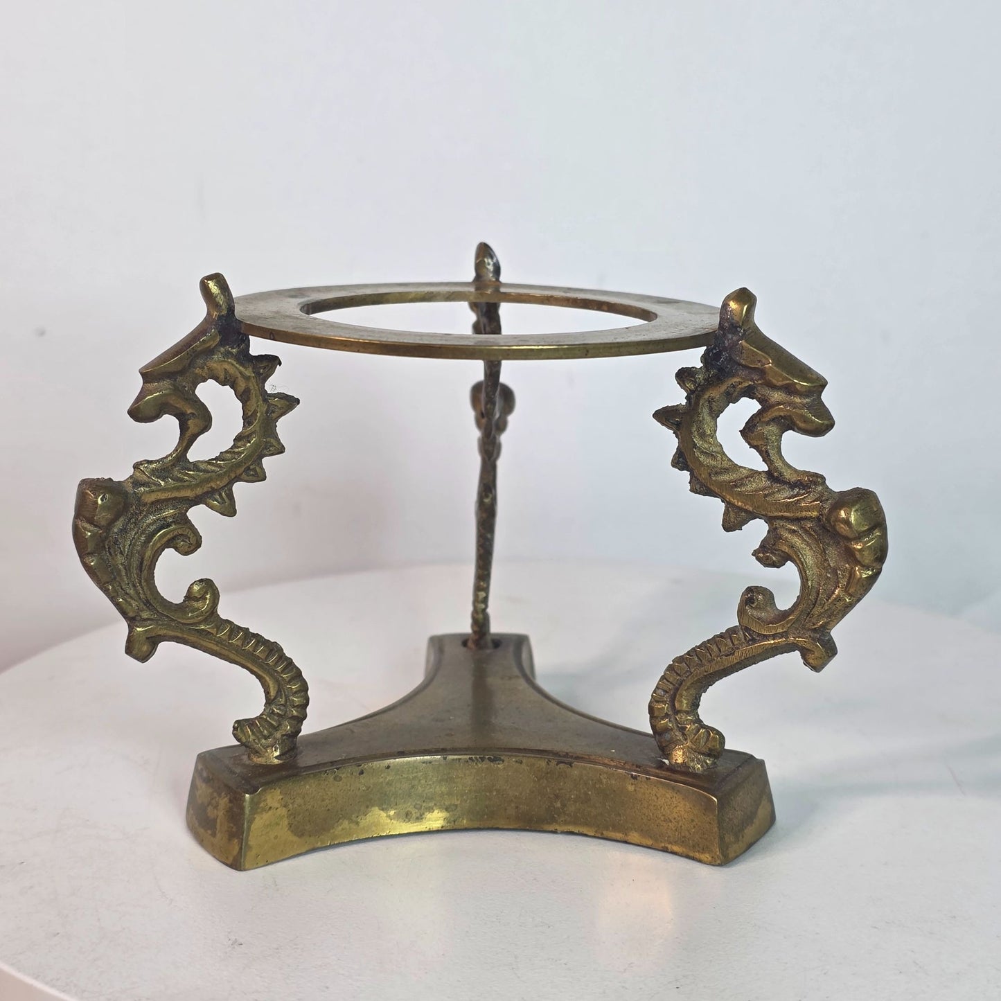 Vintage Brass Stand For Blown Glass Paperweight By Three Dragons