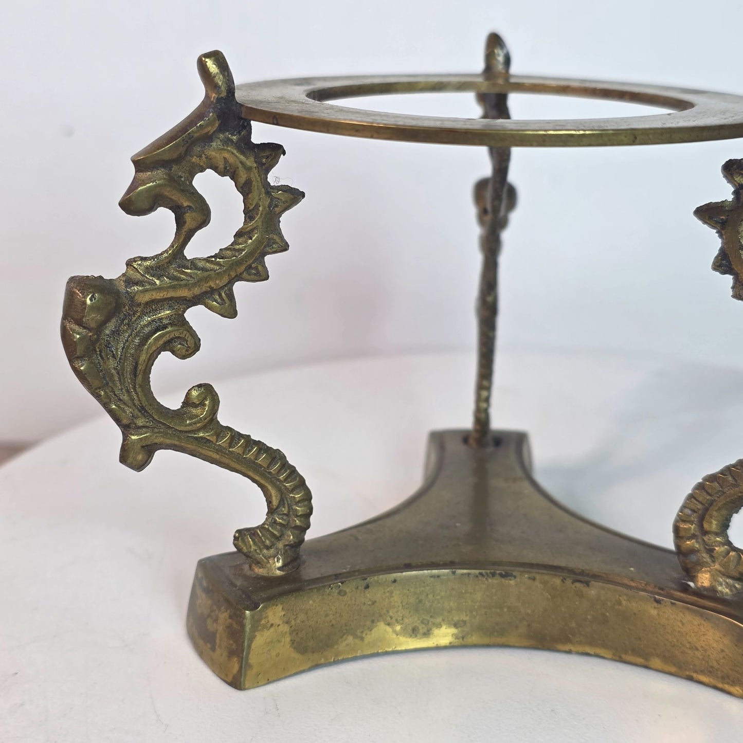 Vintage Brass Stand For Blown Glass Paperweight By Three Dragons